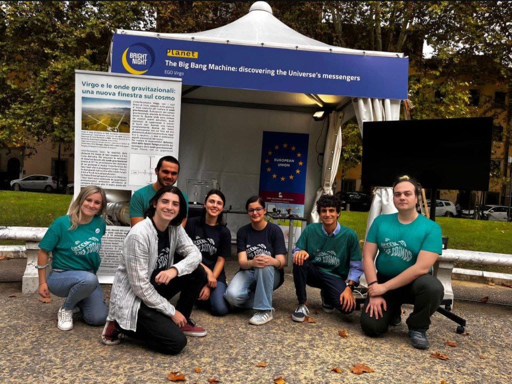 Part of the EGO-Virgo outreach group at the Bright Night 2024 in Pisa, the European Night of Researchers edition held in Pisa.